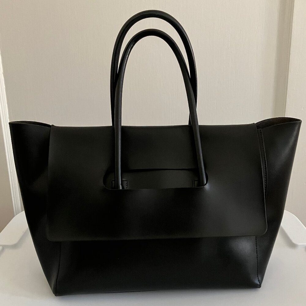 Unique Black Leather Tote Bag